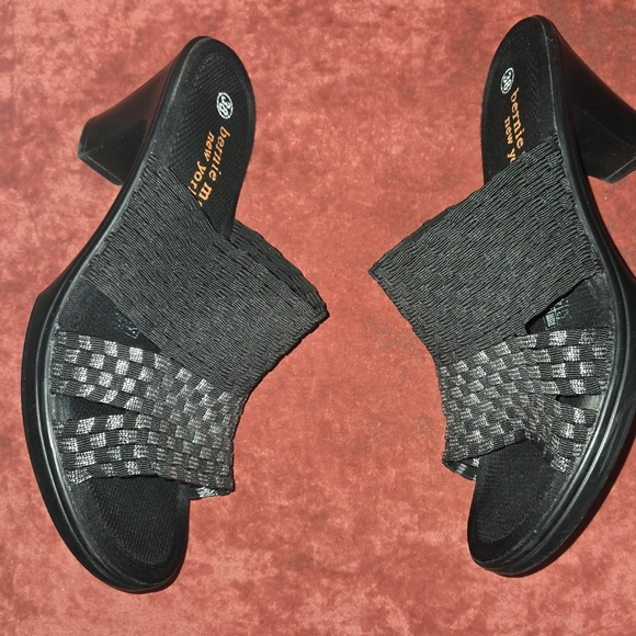 Bernie Mev Clarkie Silver and Black Woven Mules Comfort Slip-On Low Heel Size 38 - Picture 8 of 10